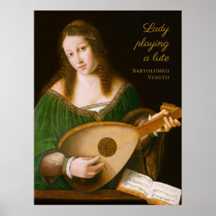 Póster Dama de Bartolomeo Veneto tocando una lute CC1161
