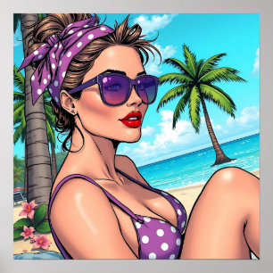Póster Dama de bonito en Bikini