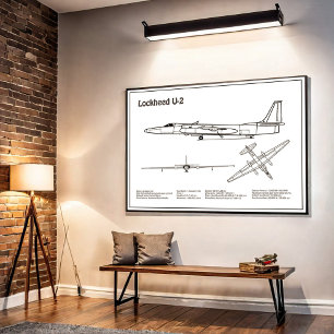 Póster Dama de Dragón U-2 - Planes de Blueprint de avión