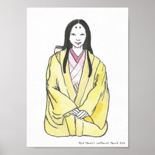 Póster Dama de Fujiwara - Antigua moda histórica japonesa