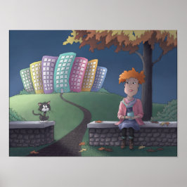 Póster Dama de gato en el Poster del parque