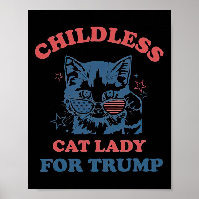 Póster Dama De Gato Sin Hijos Para Las Elecciones De Trum (Frente)