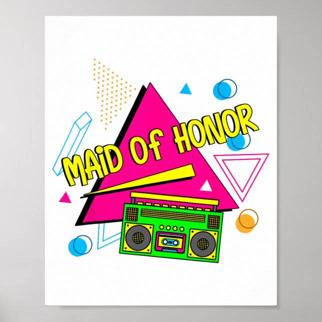 Póster Dama De Honor De Los 90s Camiseta Retro Cuadrilla  (Frente)