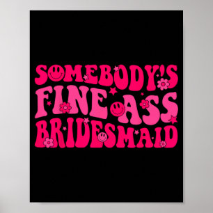 Póster Dama de honor Squad de boda Desfile nupcial Groovy