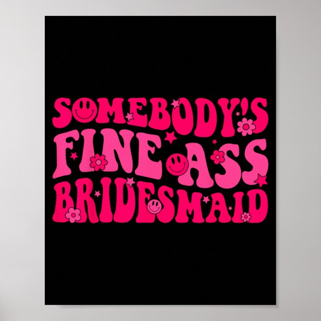 Póster Dama de honor Squad de boda Desfile nupcial Groovy (Frente)