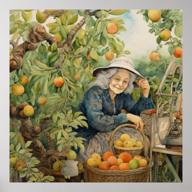 Póster Dama de jardín fruta y sonrisas (Frente)