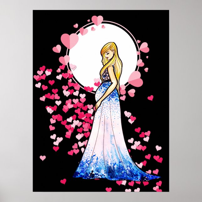 Póster Dama de la Baby Shower rubia con vestido largo de  (Frente)
