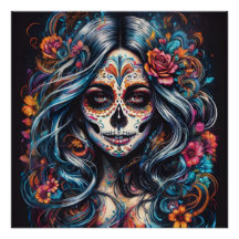 Dama de la Calavera del Azúcar Azul