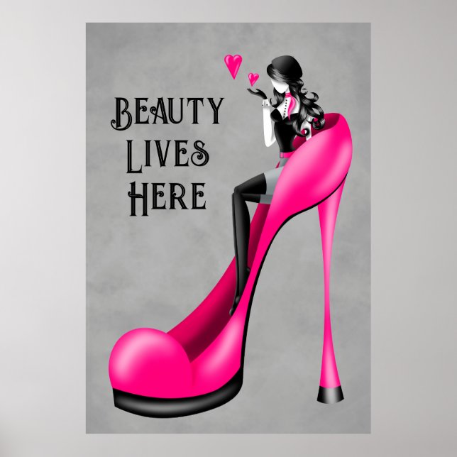 Póster Dama de moda en Stiletto (Frente)