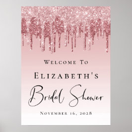 Póster Dama de novia bienvenida Purpurina de oro rosa ros
