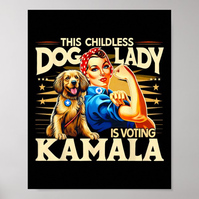 Póster Dama de perro está votando a Kamala (Frente)