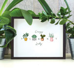 Póster Dama de planta loca | Plantas de acuarela de Moda<br><div class="desc">¿Estás loco por las plantas? ¿O conoces a alguien que simplemente no puede tener suficiente de sus plantas? Entonces este Poster de "Crazy Plant Lady" es perfecto para usted o como regalo. Nuestro diseño cuenta con hermosas plantas de macetas de color moda pintadas a mano. La palabra "PLANT" se divide...</div>