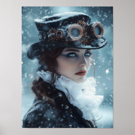 Póster Dama de Steampunk en invierno