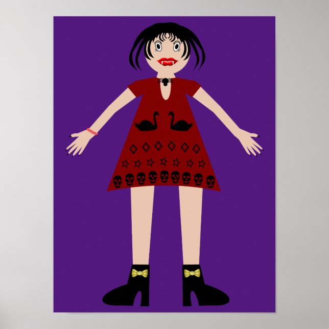 Póster Dama de vampiros gótica de Halloween (Frente)