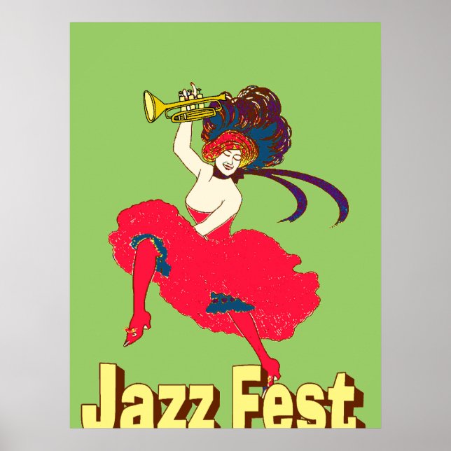 Póster Dama del Festival de Jazz con cuerno (Frente)