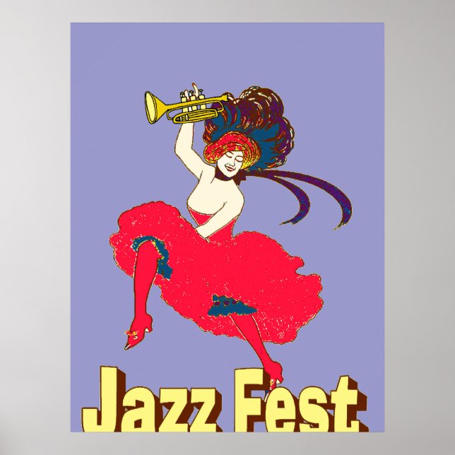 Póster Dama del Festival de Jazz con cuerno (Frente)