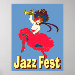 Póster Dama del Festival de Jazz con cuerno