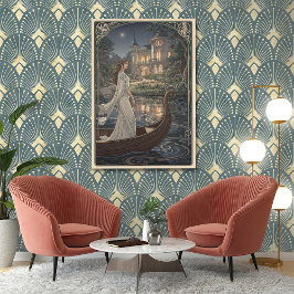 Póster Dama del lago Art Nouveau
