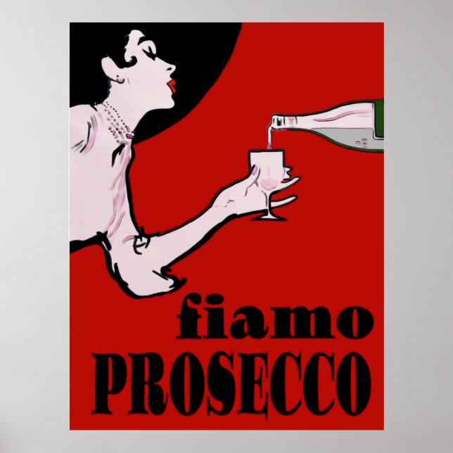 Póster Dama del Prosecco En Rojo (Frente)