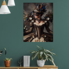 Póster Dama del Tiempo Victoriana Vintage Steampunk de Re