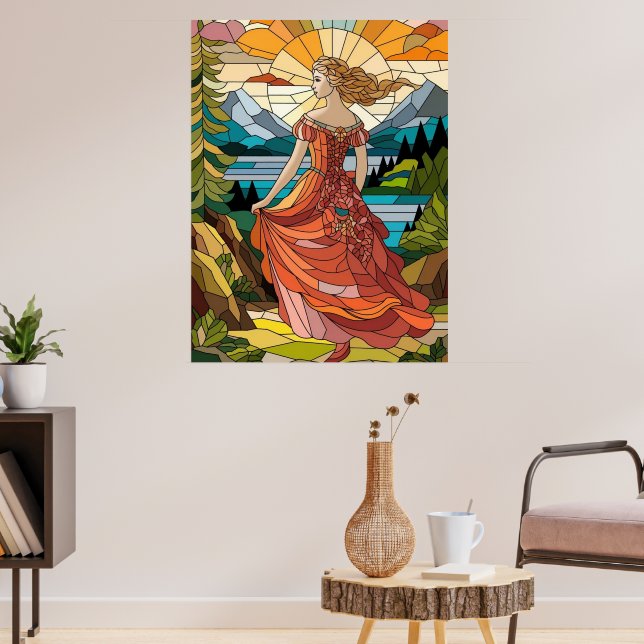 Póster Dama del Vista Escénico: Elegancia de vidrio manch (Salón 3)