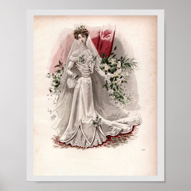 Póster Dama Edwardian De Moda Vintage Boda (Frente)