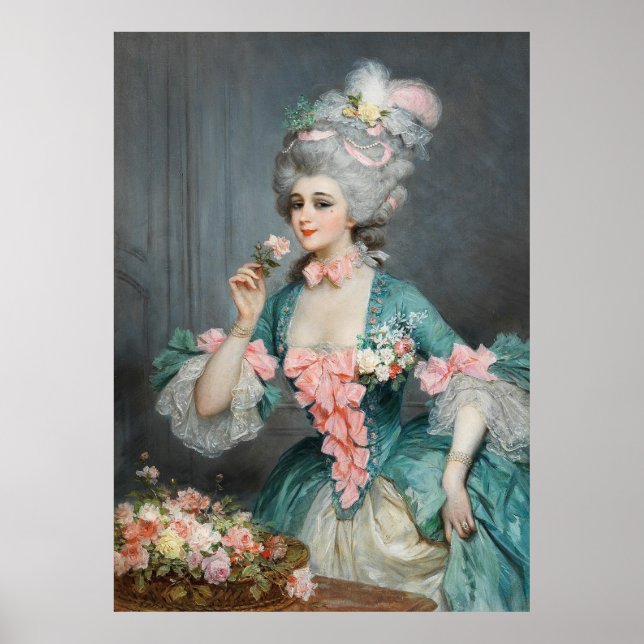 Póster Dama elegante con rosas (Frente)
