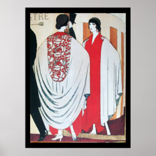 PÓSTER DAMA EN EL ESPEJO, BELLEZA DE MODA ART DÉCO