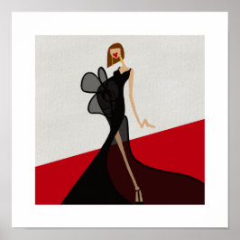 Póster Dama en glamour de moda artística en la alfombra r