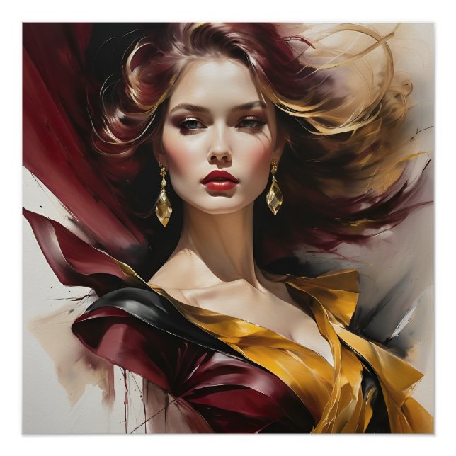 Póster Dama en rojo 2 (Anverso)