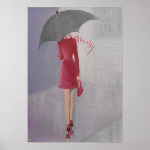 PÓSTER DAMA EN UN VESTIDO ROJO