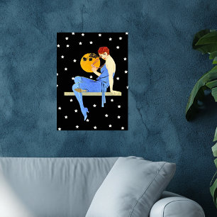Póster Dama Flapper Vintage de los Años 1920 Luna Estrell