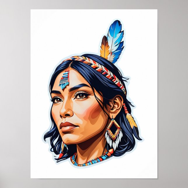 Póster Dama India Nativa Americana (Frente)