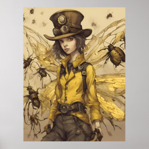 Póster Dama Insecto Steampunk