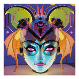 Póster Dama Linterna Murciélago Deco