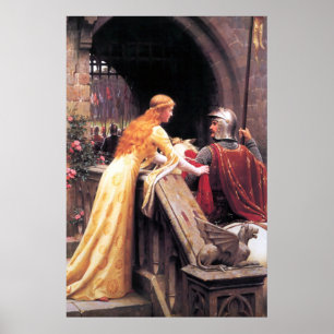 Póster Dama medieval y caballero