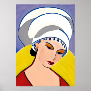 Póster Dama moderna art decó en un turbante