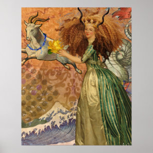 Póster Dama Renacentista Capricornio Fantasía Vintage Zod