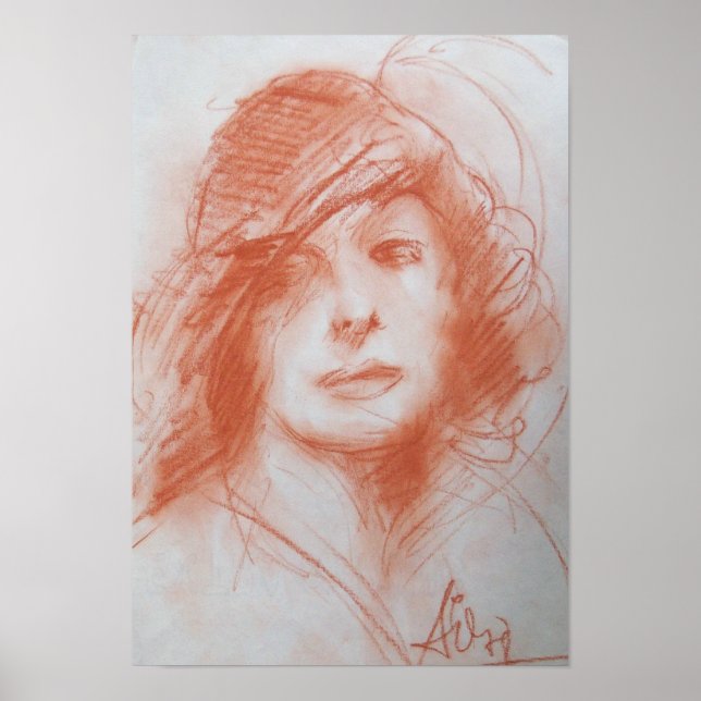 Póster DAMA ROMÁNTICA/ Sepia Brown (Frente)