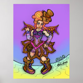 Póster Dama Sassy Steampunk Con Sombrero De Copa Alta Y A
