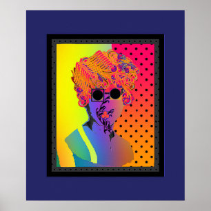 Póster Dama Surrealista usando gafas negras punto arco ir