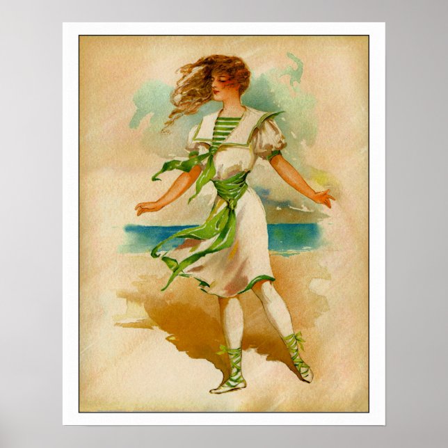 Póster Dama victoriana en traje de baño (Frente)