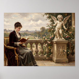 Póster Dama Victoriana Leyendo Pintura