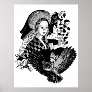 Póster Dama y Búho Nocturno