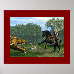 Póster Dama y dragón