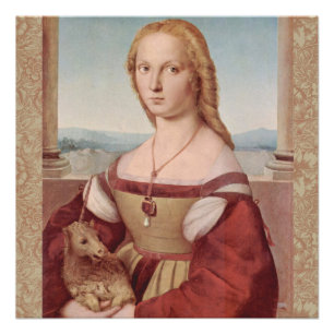 Póster Dama y el Unicornio Arte clásico de Raphael