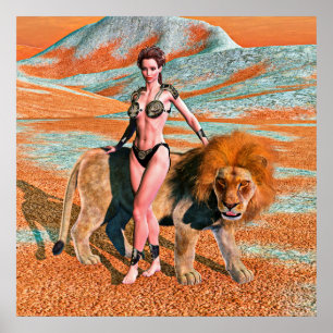 Póster Dama y León