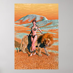 Póster Dama y León