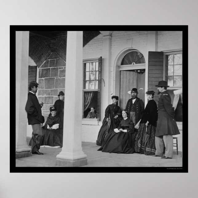 Póster Dama y oficiales en Fort Monroe, VA 1864 (Frente)