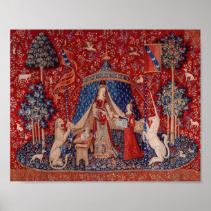Póster Dama y Tapiz Medieval Unicornio Deseo